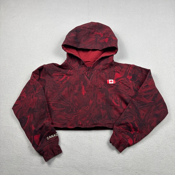 Lululemon Tops - Lululemon Team Canada All Yours Cropped Hoodie Womens Red Marble Swirl Olympic